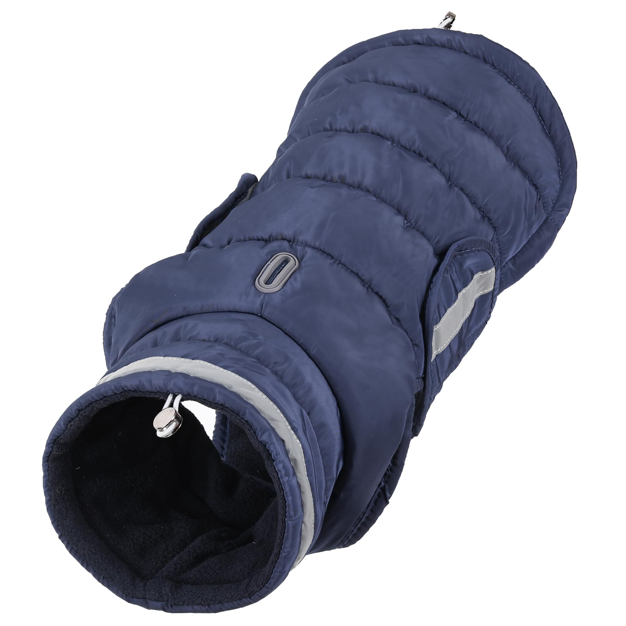 PlentiVive dog winter coat leash port and reflective detail enhances safety