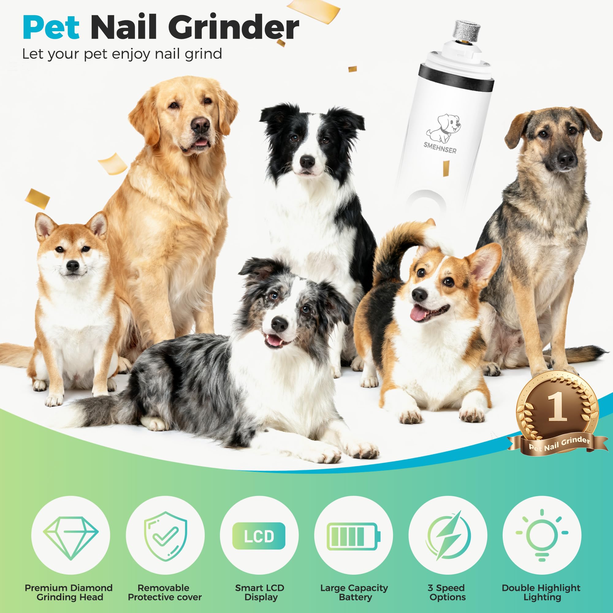 PleySyncz Upgraded Silent Dog Nail Grinder safe handle reduces paw risk during sessions.