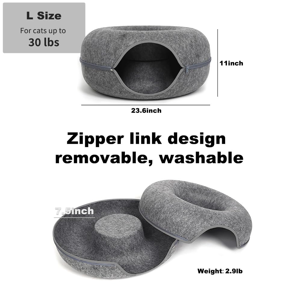 PLIISLUP cat tunnel bed durable felt resists pilling during adventures.