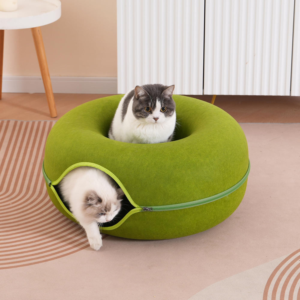 PLIISLUP cat tunnel bed foldable design demonstrates easy storage when not in use