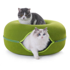 PLIISLUP large cat tunnel bed green top view highlights spacious play-and-rest space