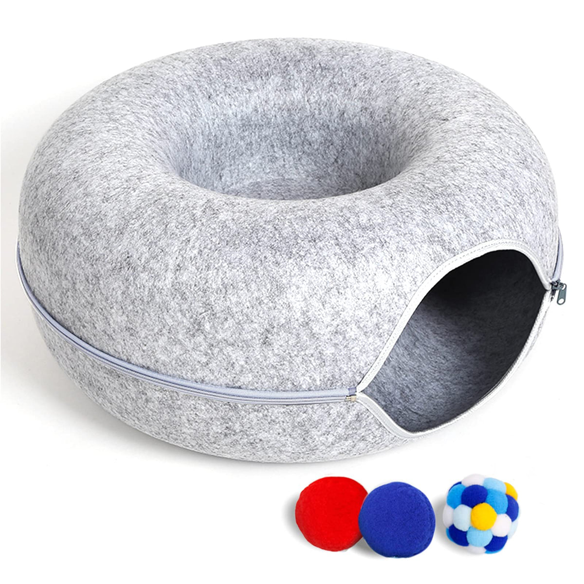 PLIISLUP large cat tunnel bed donut entrance boosts play and nap in a cozy hideaway.