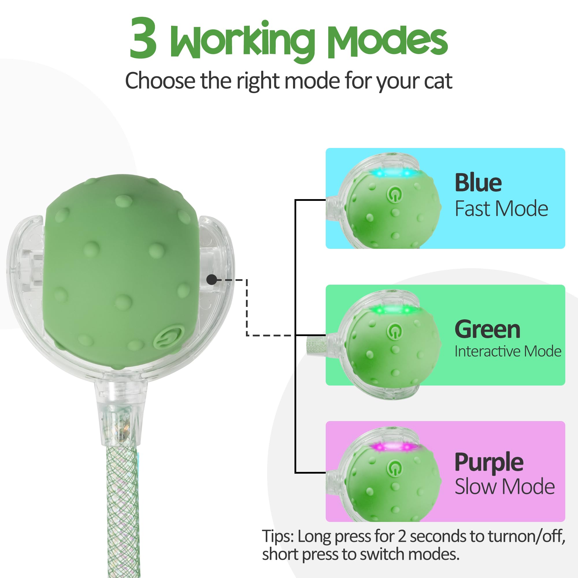 PLITTPETTS interactive cat ball blue fast mode highlights energetic indoor play.