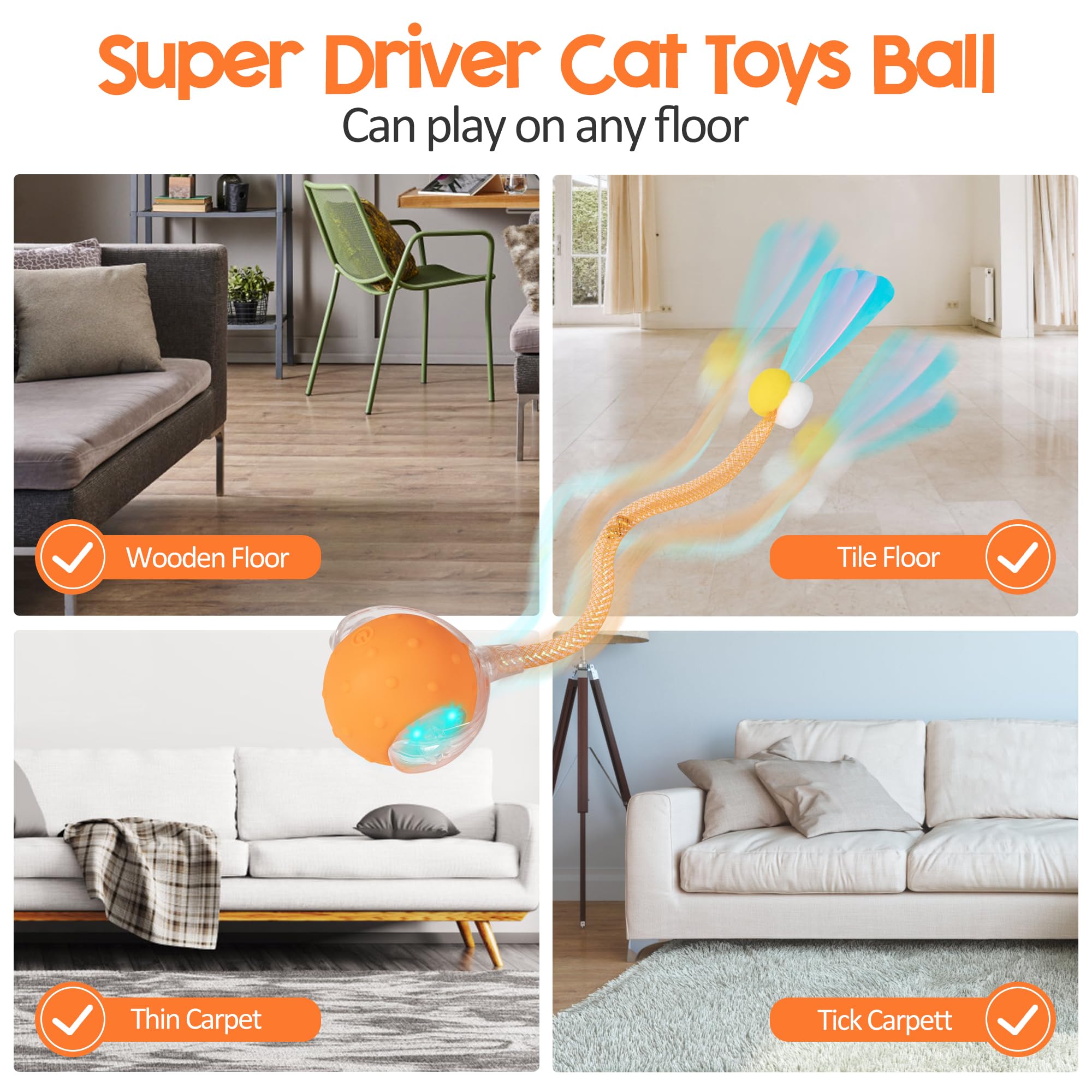 PLITTPETTS cat ball chirping sound attracts cats for engaging exploration.