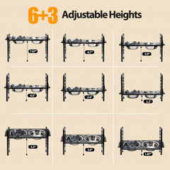 PLITTPETTS elevated dog bowls stand with 9-height settings supports growing pets.