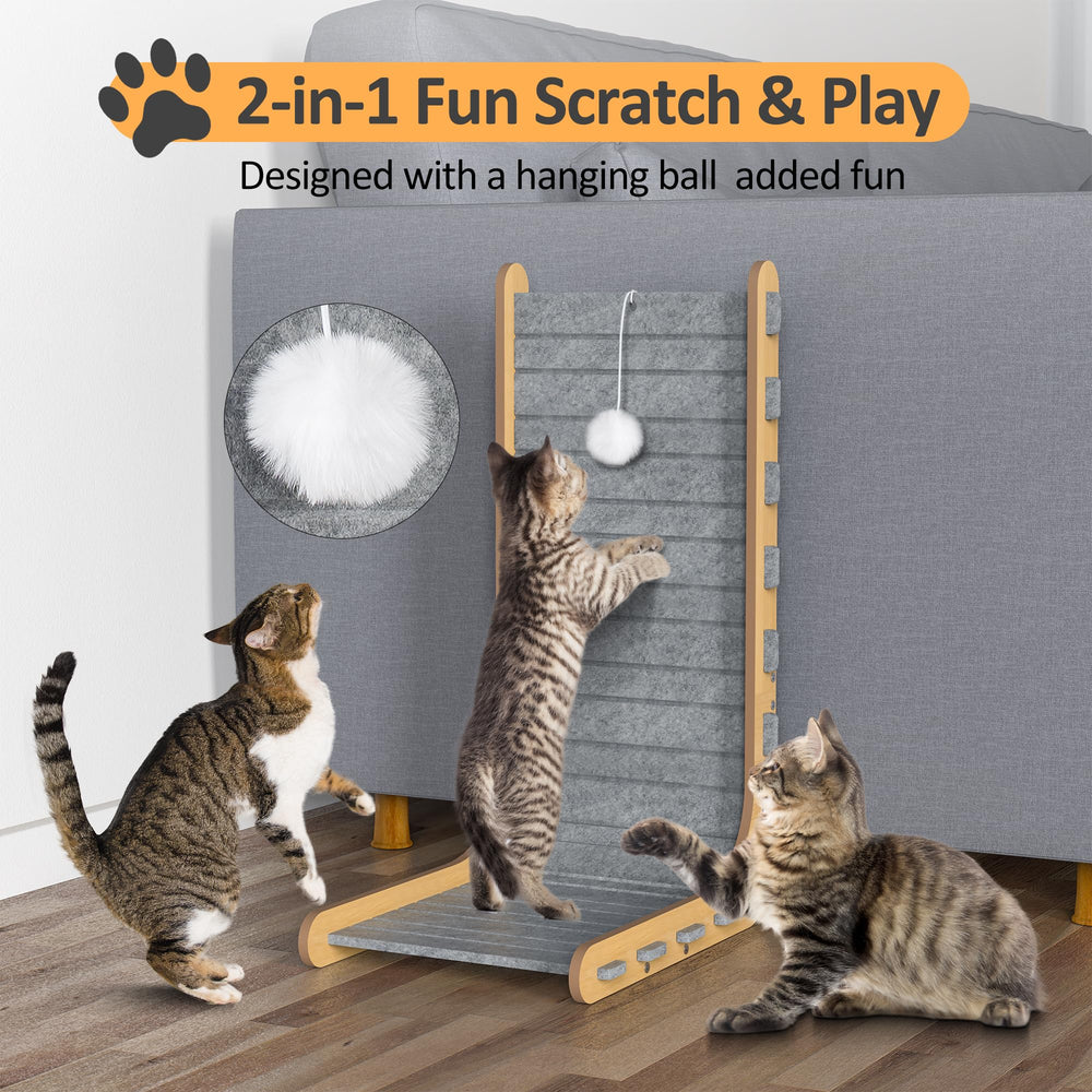PLITTPETTS Felt Cat Scratcher corner-friendly setup fits tight living rooms.