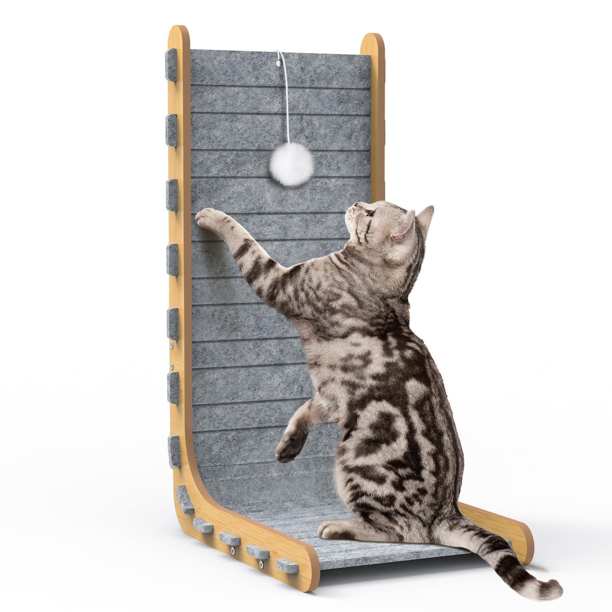 PLITTPETTS Felt Cat Scratcher vertical L-shape design saves space and protects furniture.