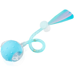 PLITTPETTS interactive cat toy ball front view in blue for indoor play with clear design