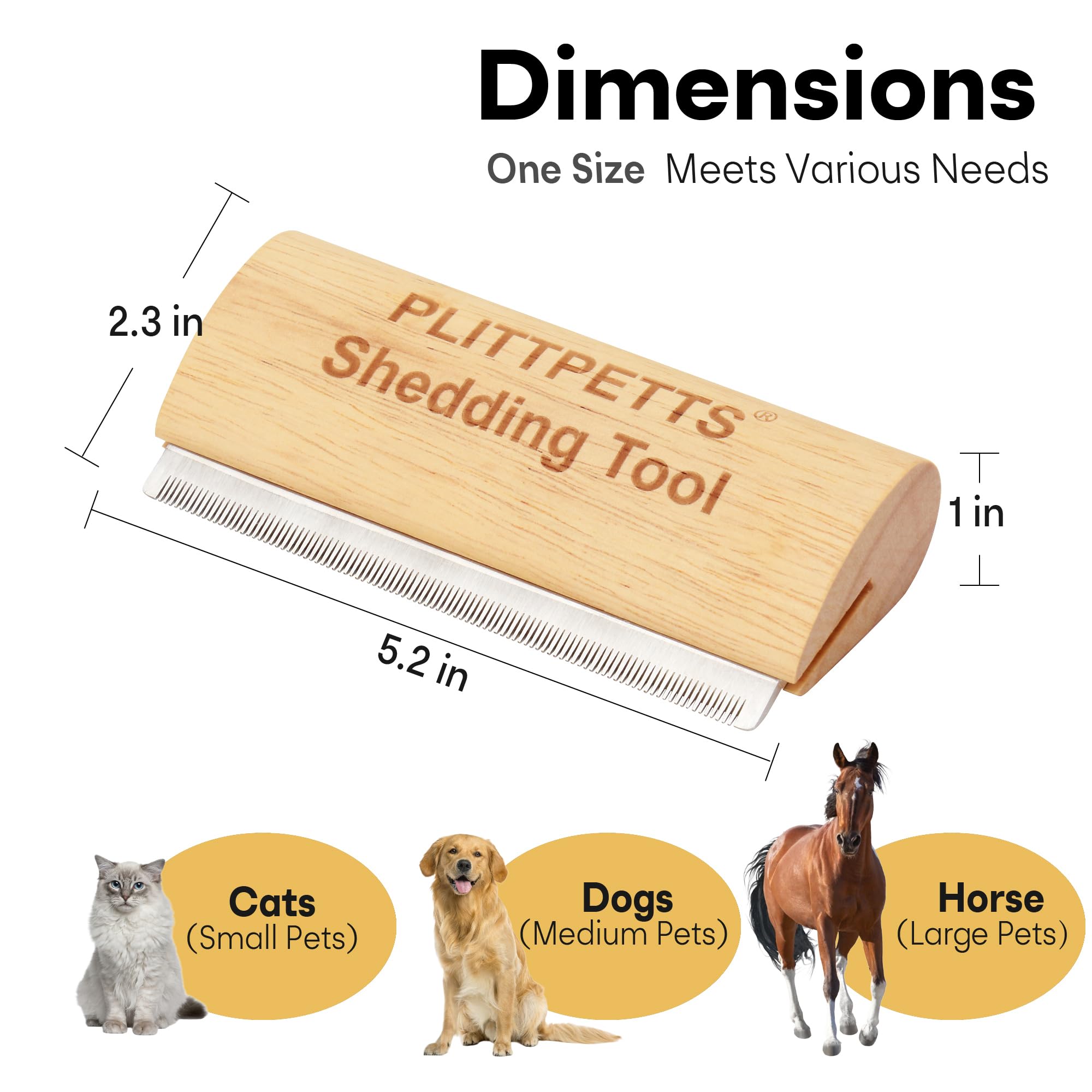 PLITTPETTS deshedding tool featuring ergonomic handle for comfortable grooming sessions.