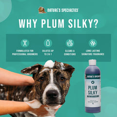 Nature's Specialties Plum Silky applied as rich lather on a dog’s coat