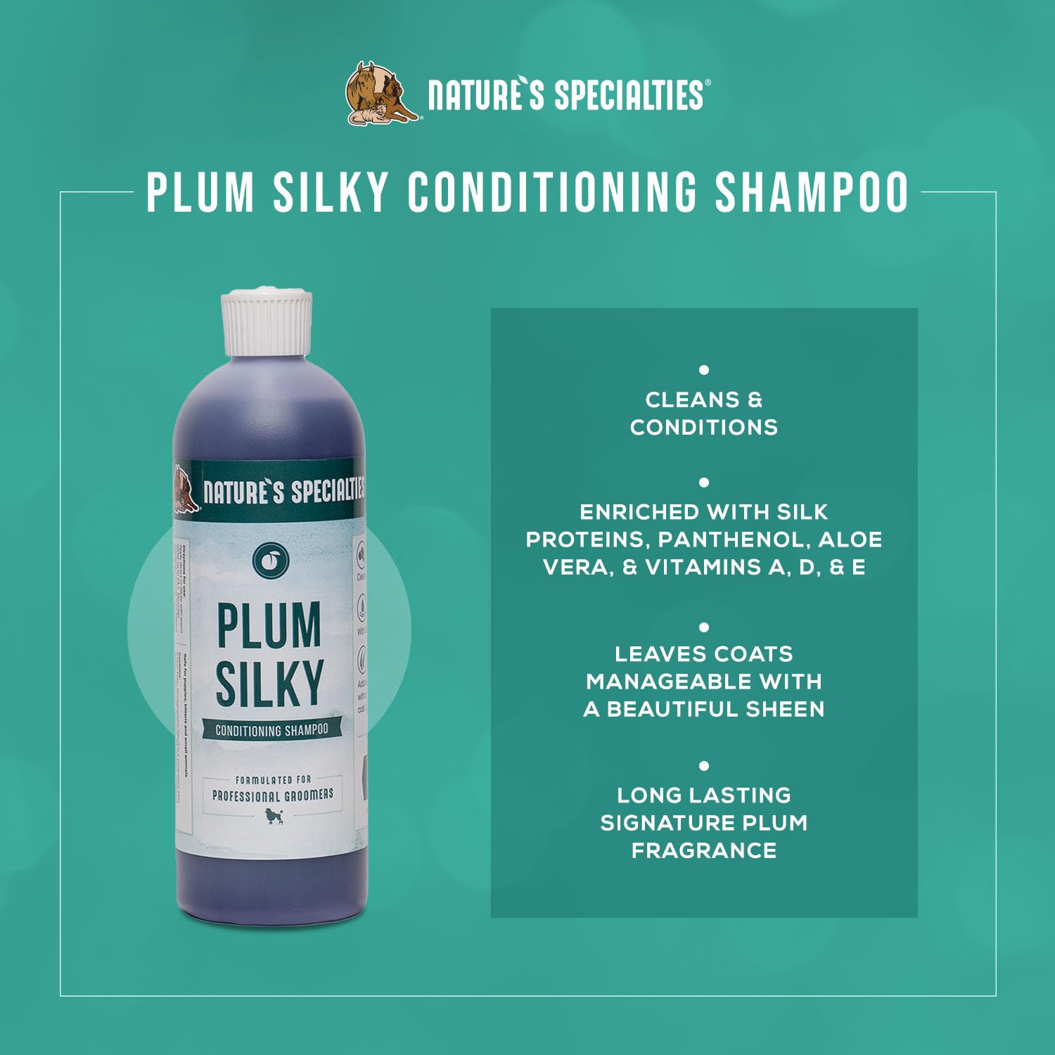 Nature's Specialties Plum Silky dilution setup demonstrates economical use in pro grooming