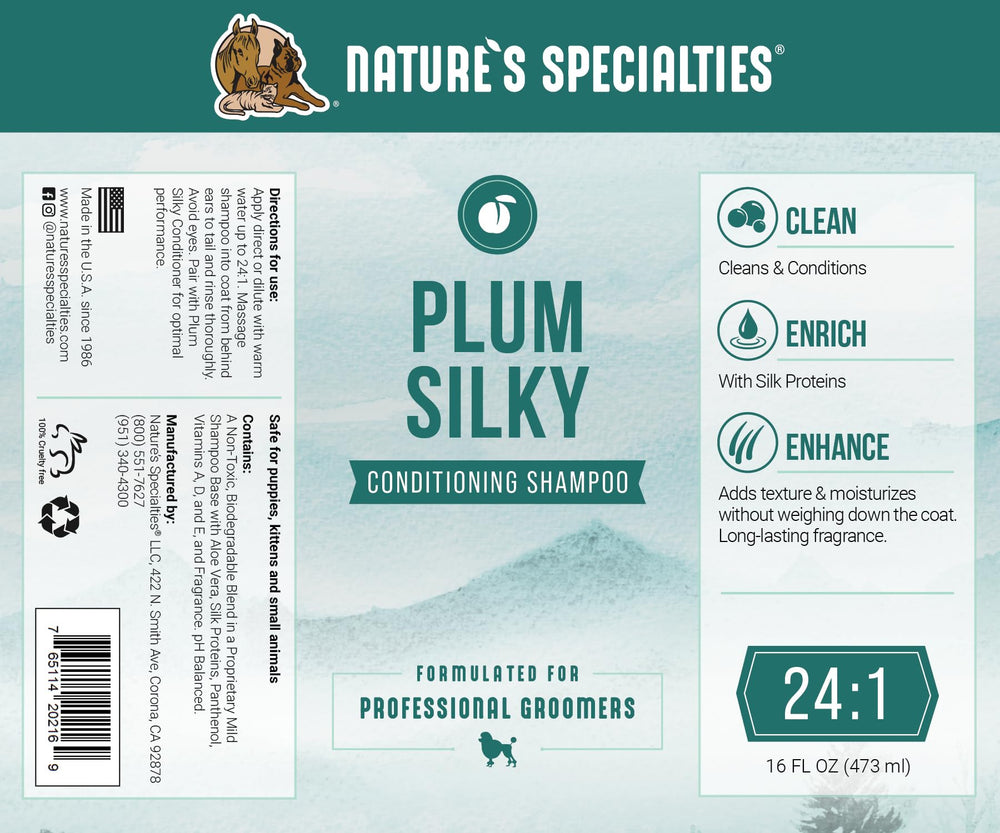 Silk proteins in Plum Silky bottle highlight conditioning power