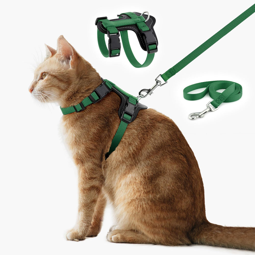 Plutus Pet adjustable cat harness back D-ring for secure leash attachment.