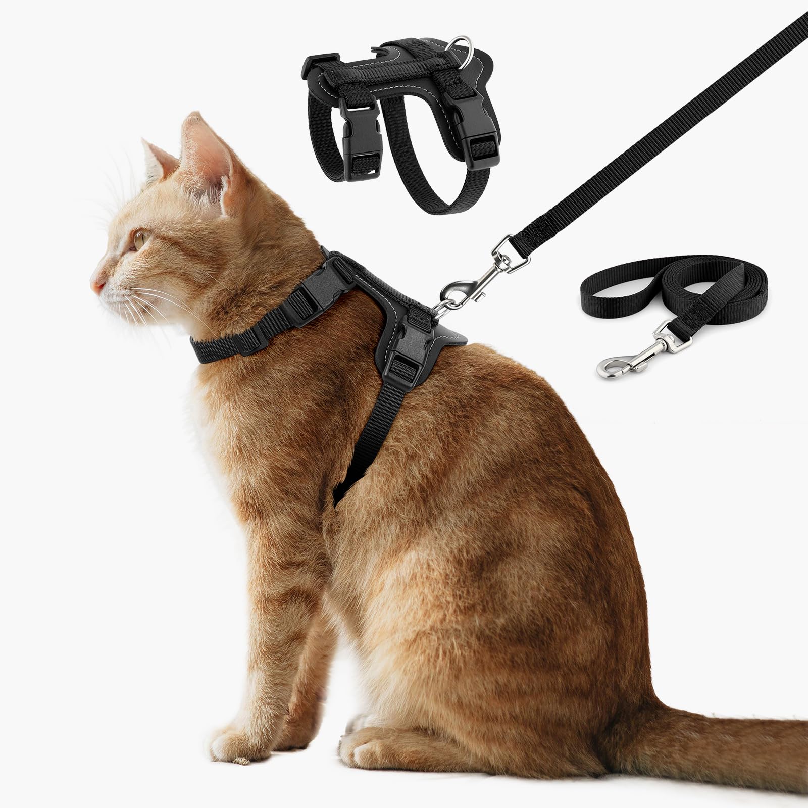 PLUTUS PET adjustable harness with leather trim on back for durable style.