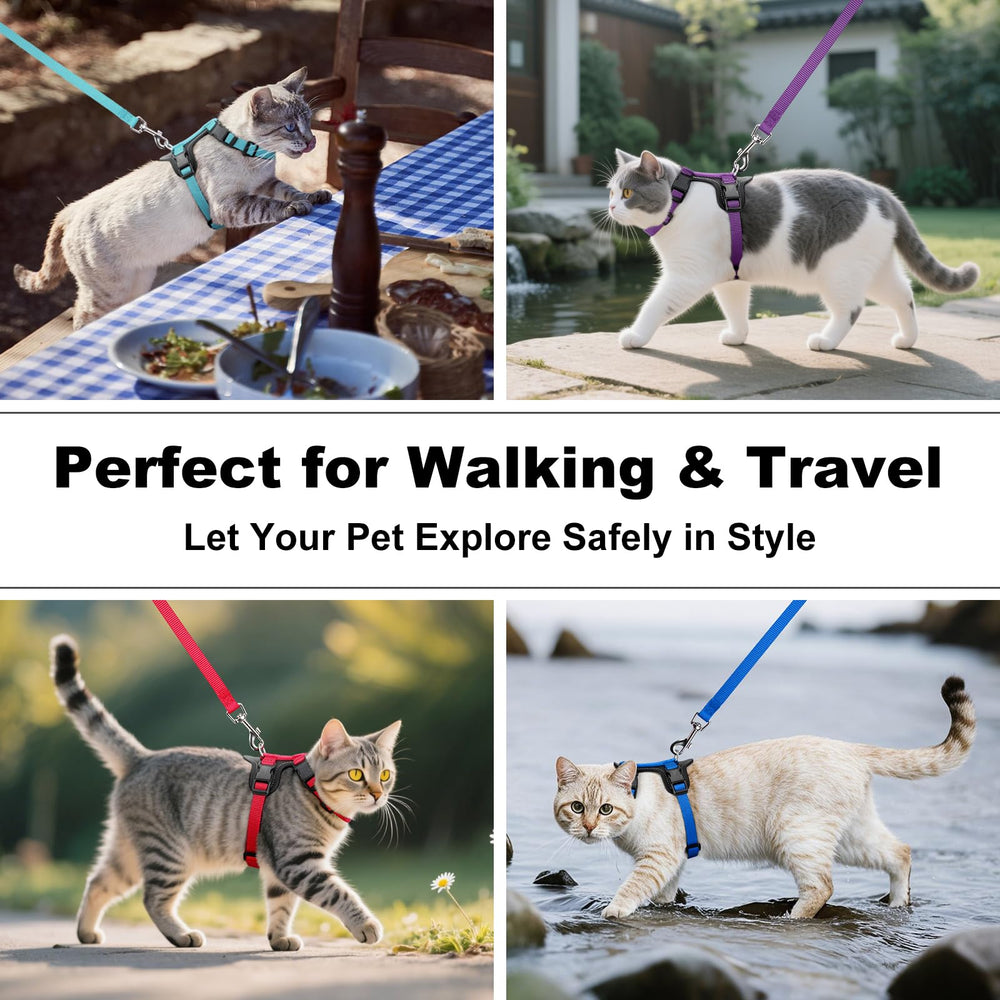 PLUTUS PET cat harness worn during outdoor patio time.