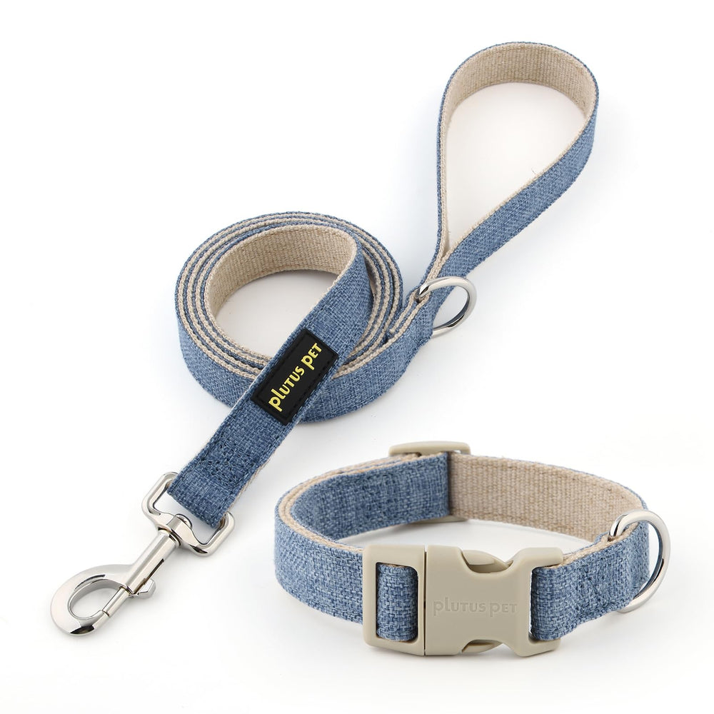 PLUTUS PET collar closeup shows soft cotton hemp texture for comfortable wear.