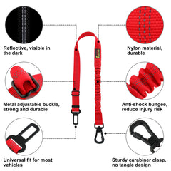 Plutus Pet adjustable-length seat belt fits dogs of all sizes.