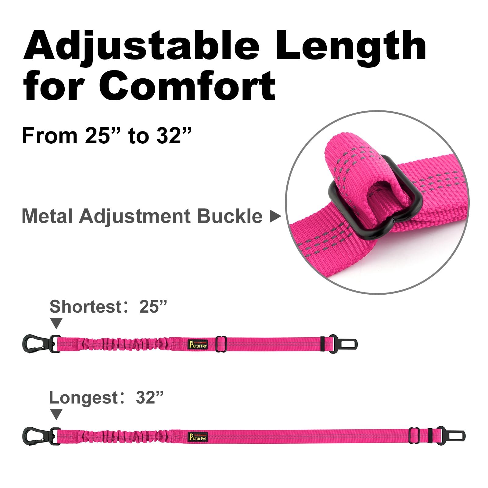 Plutus Pet universal buckle fits most cars and doubles as a leash in emergencies