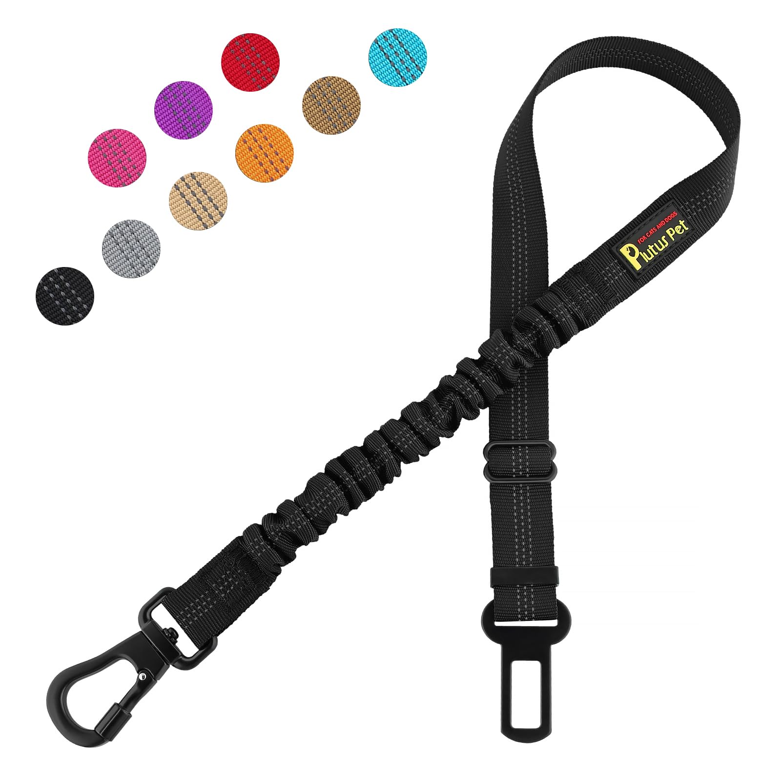 Plutus Pet dog seatbelt carabiner clip secures harness for safer car rides