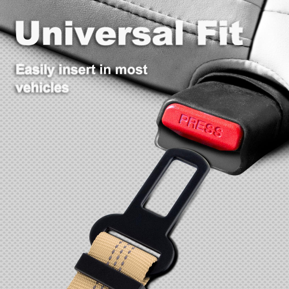 Plutus Pet seat belt features elastic bungee to cushion bumps for smoother travel