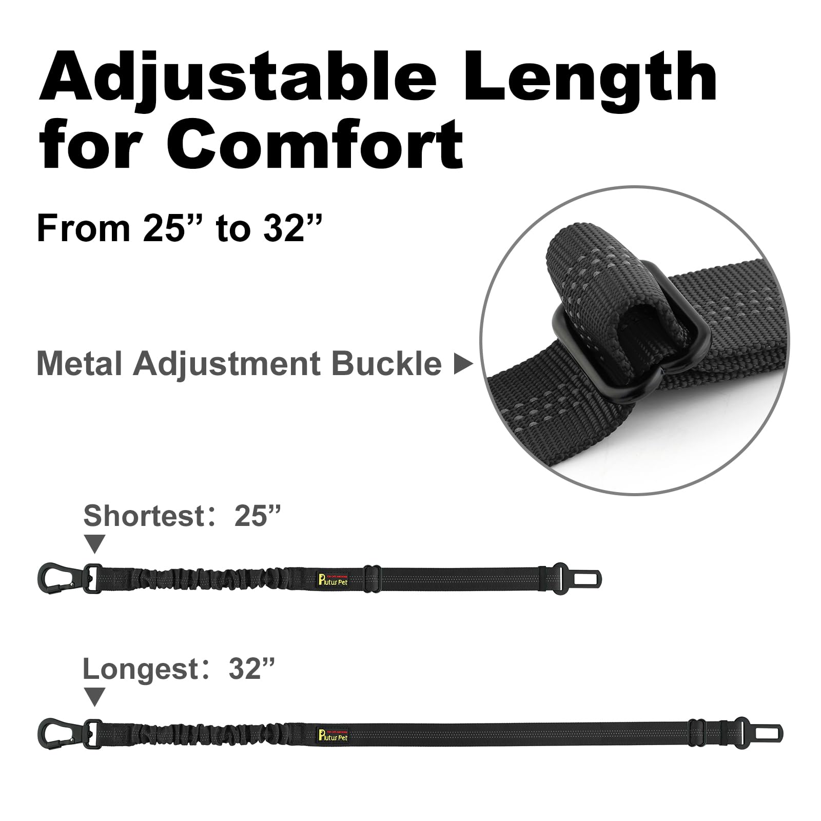 Plutus Pet dog seatbelt reflective strips boost visibility in low light