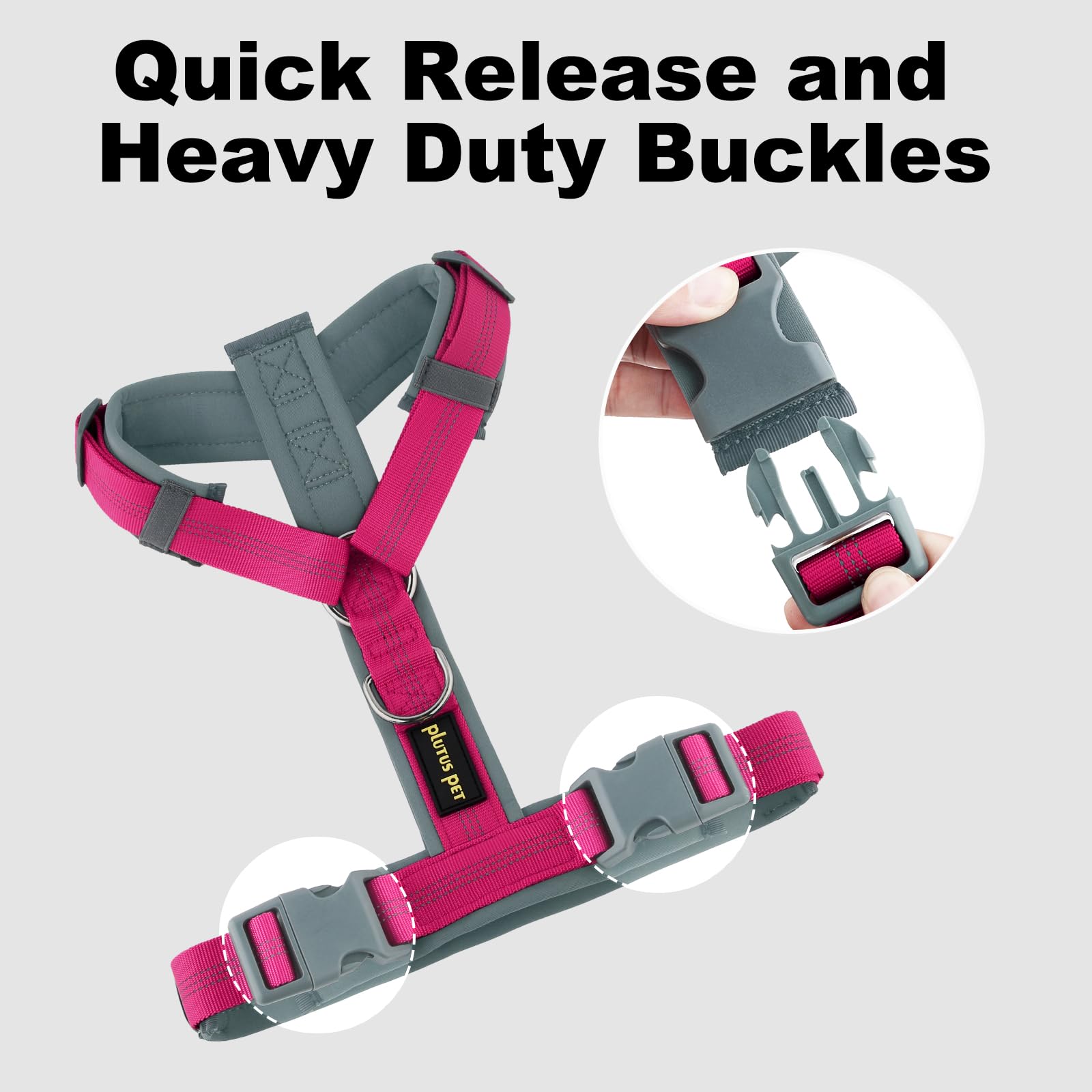 Plutus Pet No Pull Harness durable nylon material for long-lasting use.