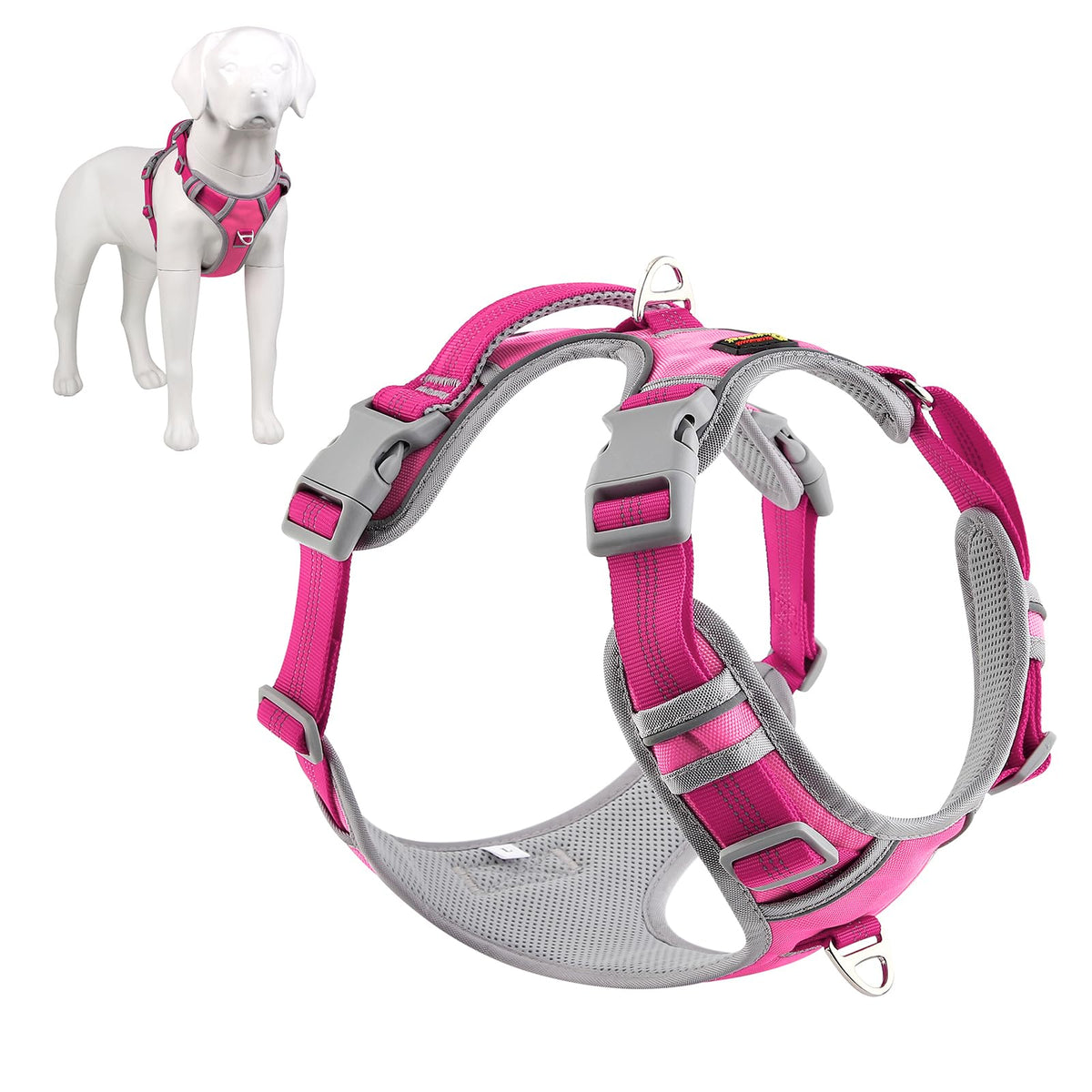 Plutus Pet No Pull Harness neck-buckle enables quick on-and-off during outdoor walks.
