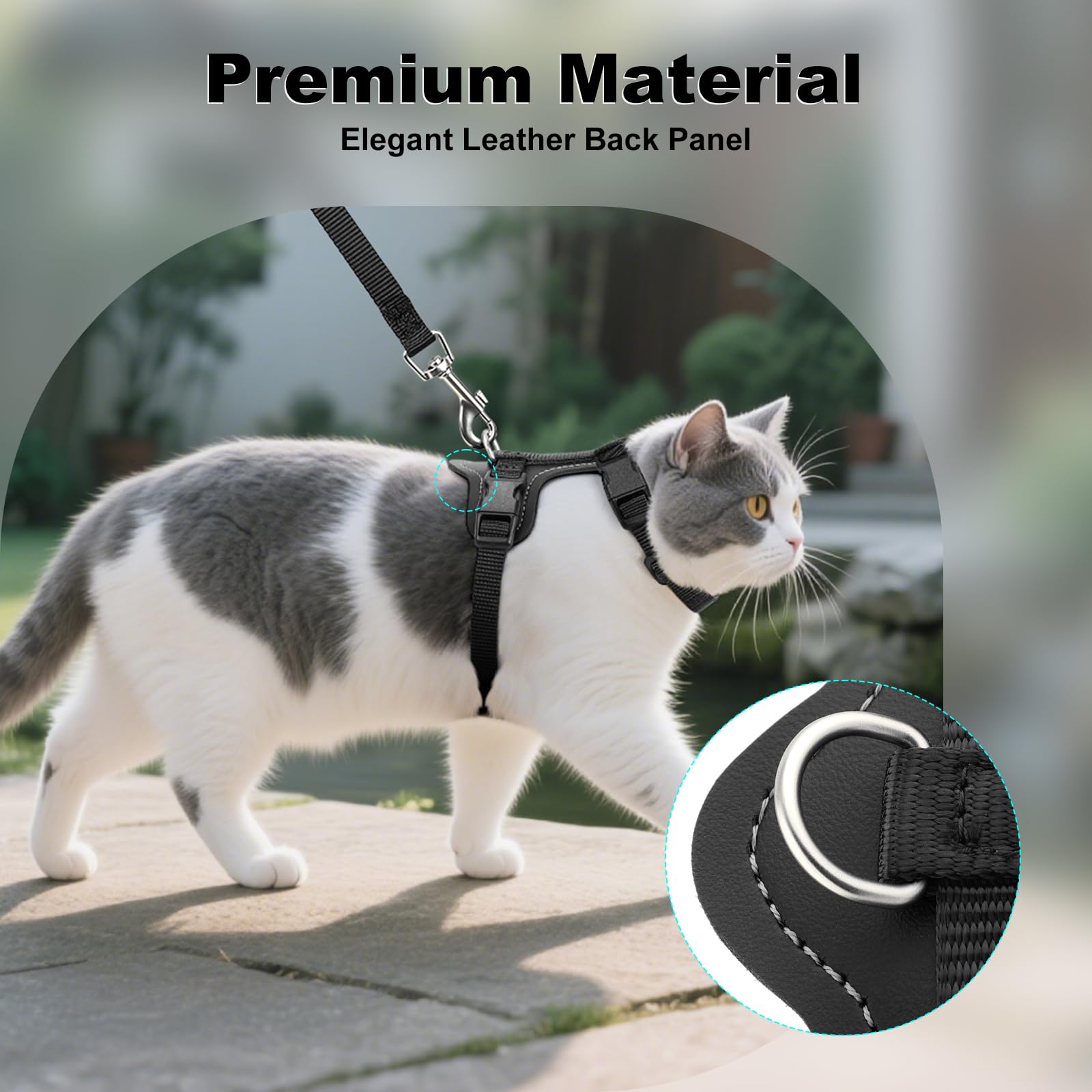 PLUTUS PET nylon cat harness shows breathable, lightweight fabric for longer wear.