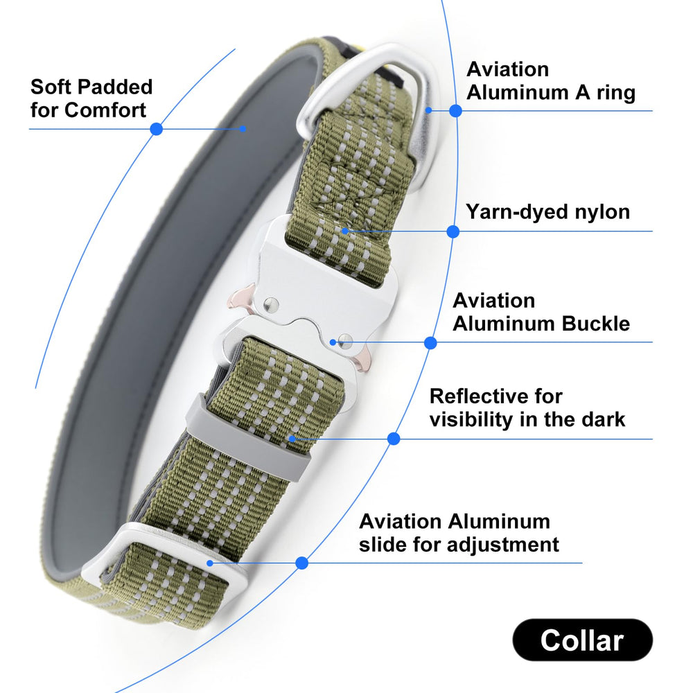 Plutus Pet nylon webbing collar shows durable, soft, colorfast material during hikes.