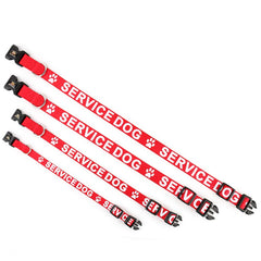 PLUTUS PET red service dog collar—side-release buckle in use for quick fitting.
