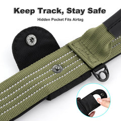 Plutus Pet tactical collar metal buckle close-up emphasizes secure fit