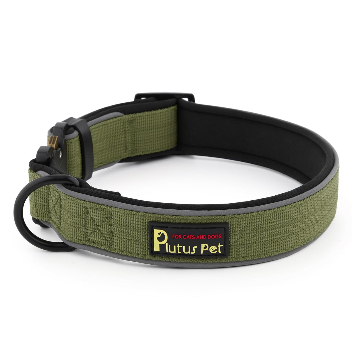 Plutus Pet Tactical Collar close-up highlighting durable nylon for rugged adventures