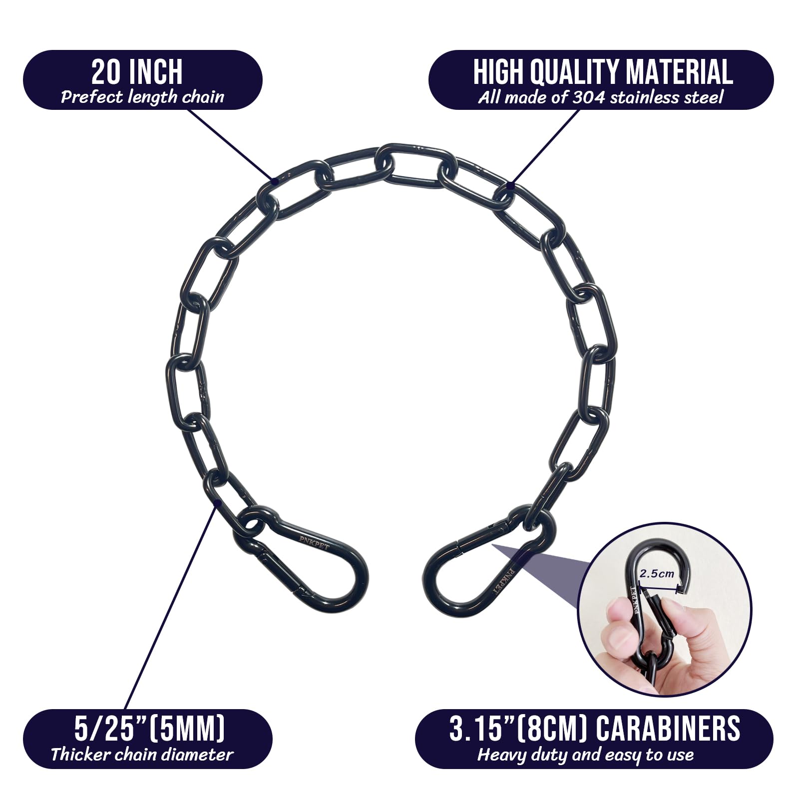 PNKPET stainless steel carabiner demonstrates smooth operation for easy attachment