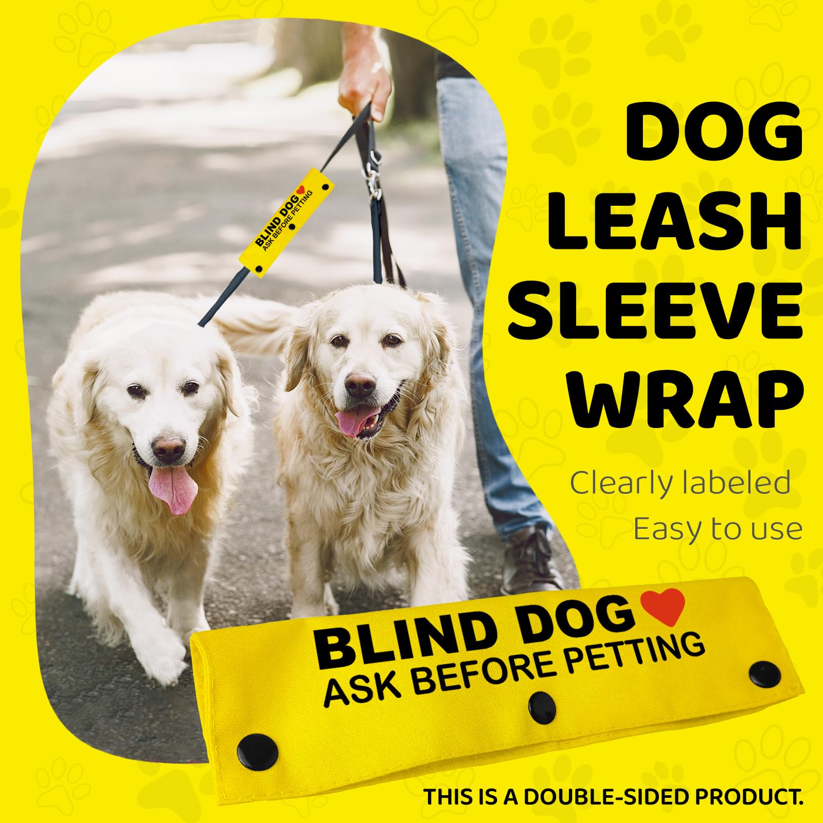 PNTKION leash wrap yellow with durable canvas for daily walking
