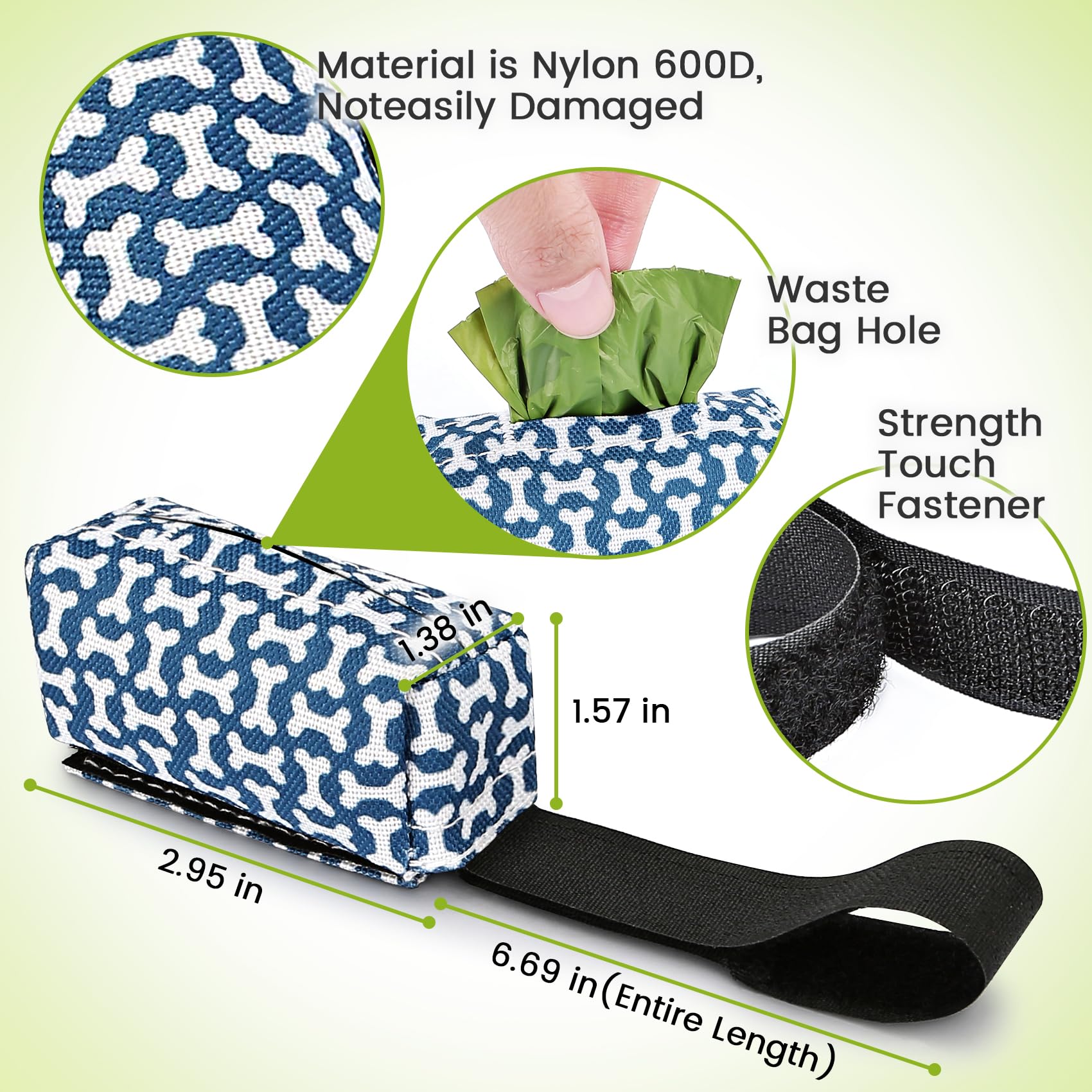 PobbY dual dispensers clipped on a belt for hands-free waste bag access.