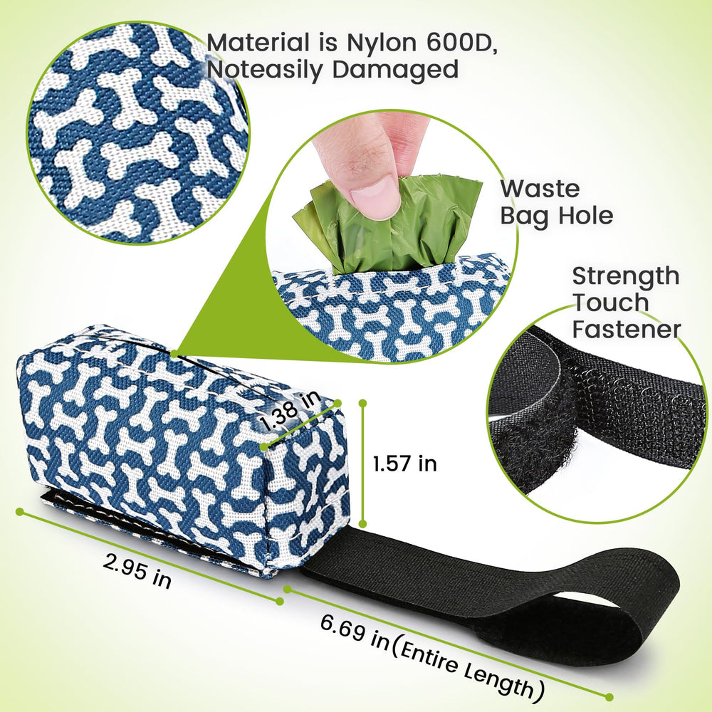 PobbY dual dispensers clipped on a belt for hands-free waste bag access.