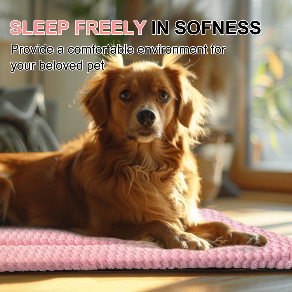 Pobopobo dog bed crate mat anti-slip bottom keeps it in place.