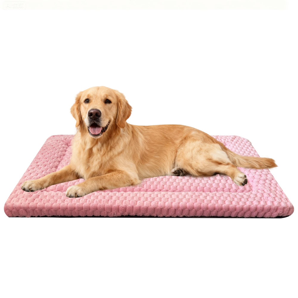 pobopobo dog bed crate mat pink plush side for cozy winter warmth