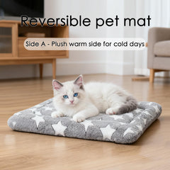 Pobopobo dog bed mat crate gray plush-side offers cozy warmth for cold days