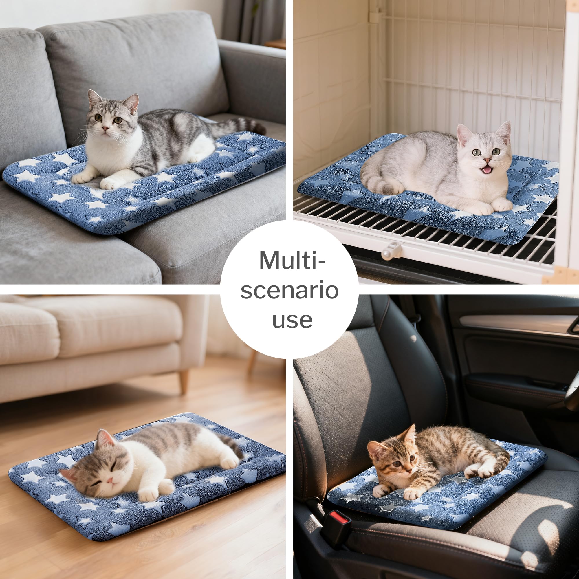 pobopobo dog bed mat crate navyblue-star dimensions 18 by 14 inches for compact kennels.