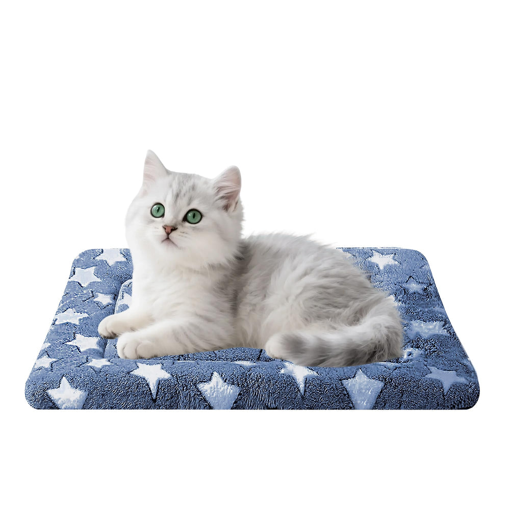pobopobo dog bed mat crate navyblue-star durable stitching withstands daily wear.