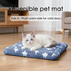 pobopobo dog bed mat crate navyblue-star reversible sides offer year-round comfort.