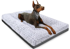 POCBLUE deluxe washable dog bed outer view with rose velvet surface for comfort