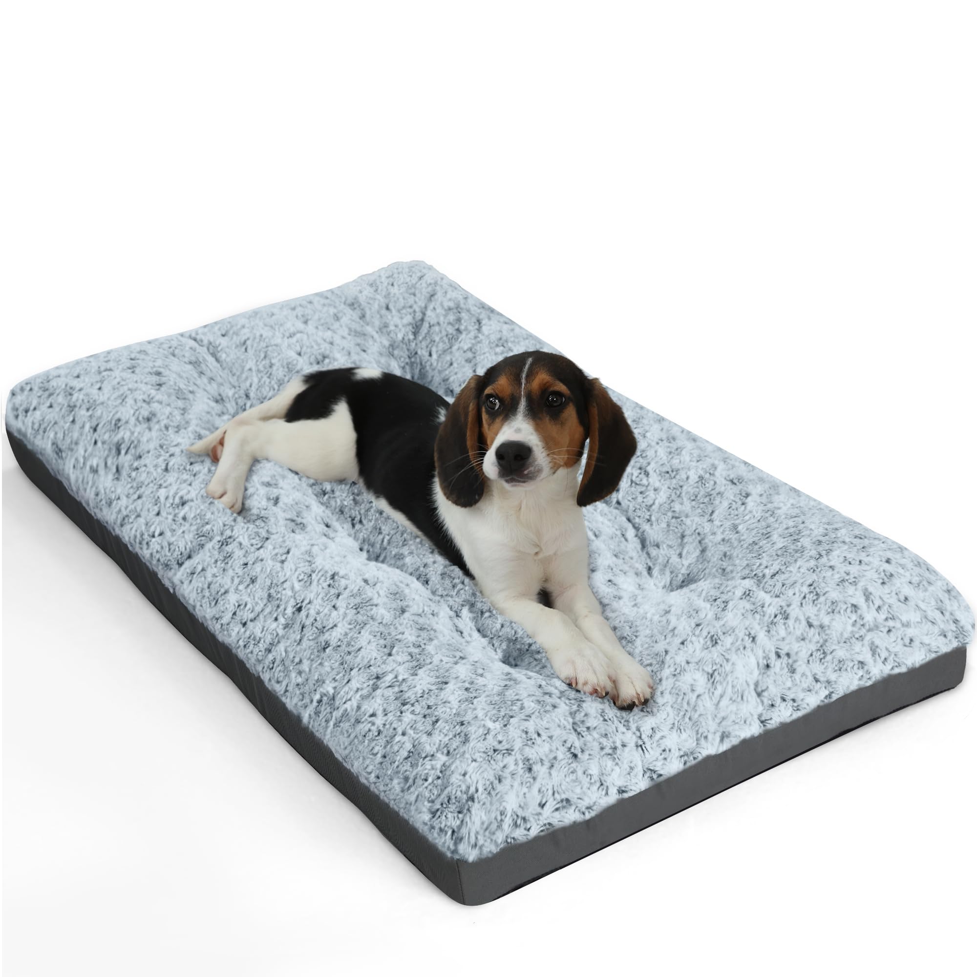 POCBLUE Deluxe dog bed with rose velvet surface offers plush comfort.