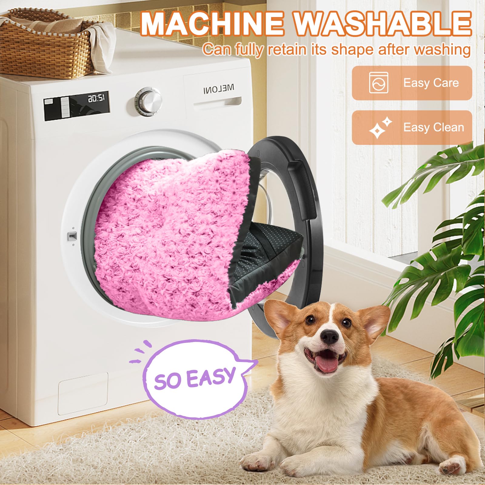 POCBLUE dog bed being machine washed for easy cleaning