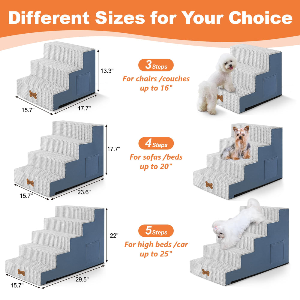 POCBLUE dog stairs 4-step close-up highlights non-slip surface for safe climbs