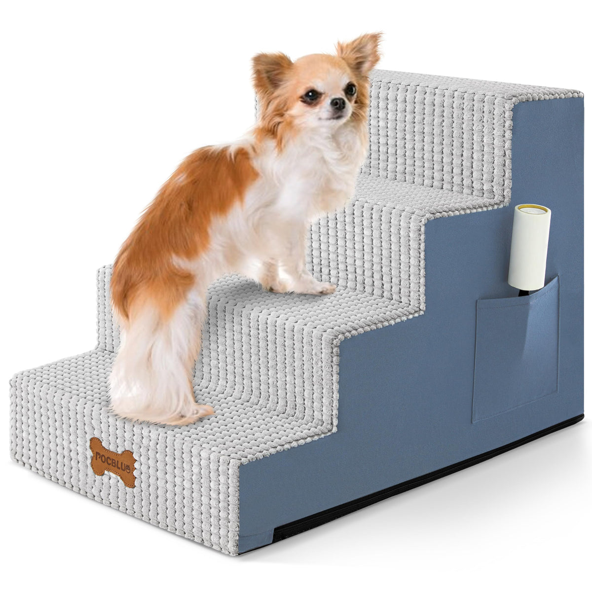 POCBLUE dog stairs bed-side fit enables easy bed access for small dogs
