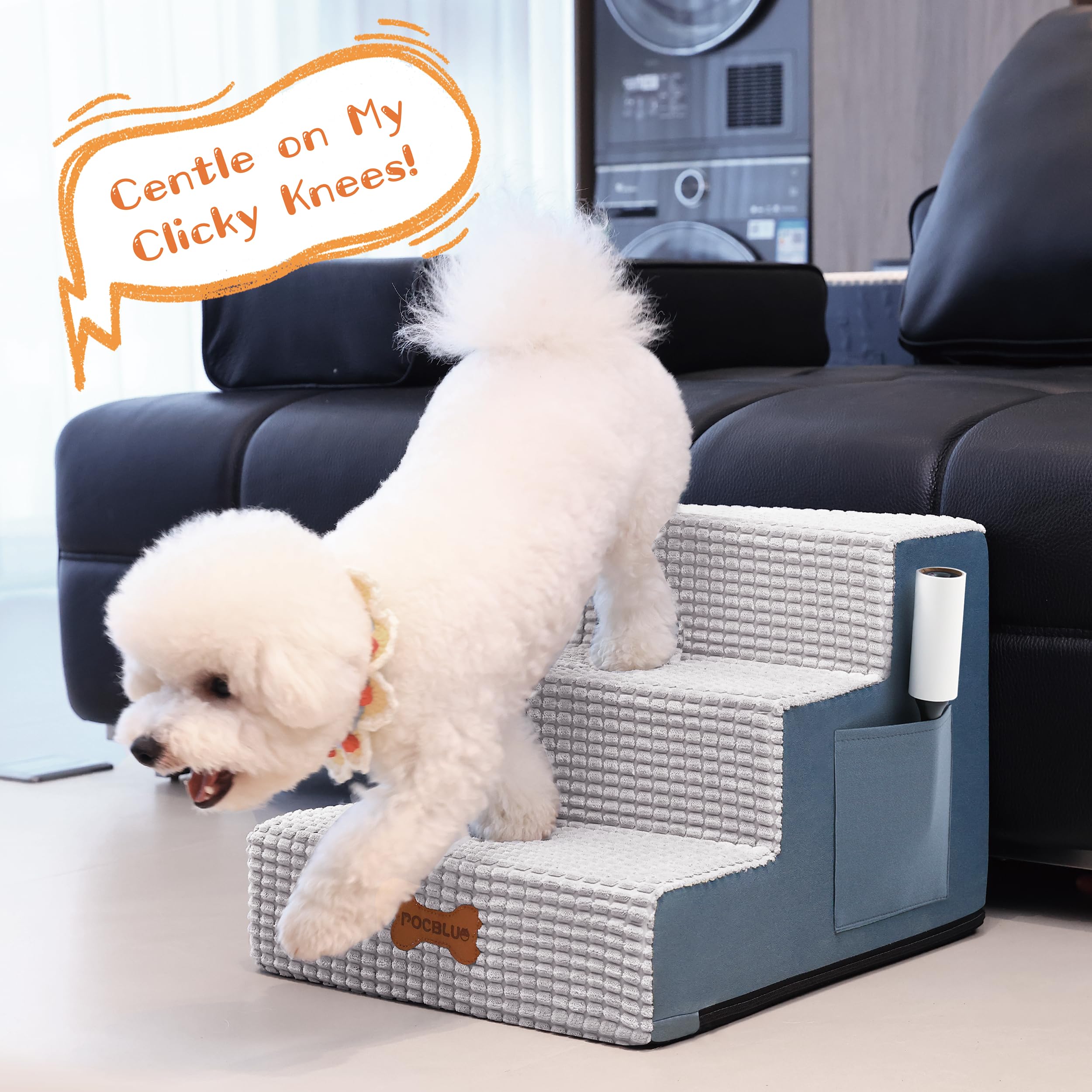 POCBLUE dog-stairs-compact-packaging shows vacuum-sealed box for easy storage.