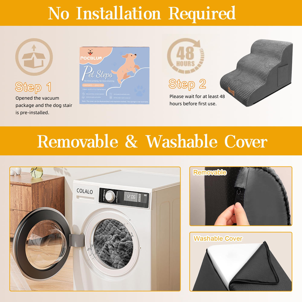 POCBLUE dog stairs vacuum-sealed packaging saves space on shipping.