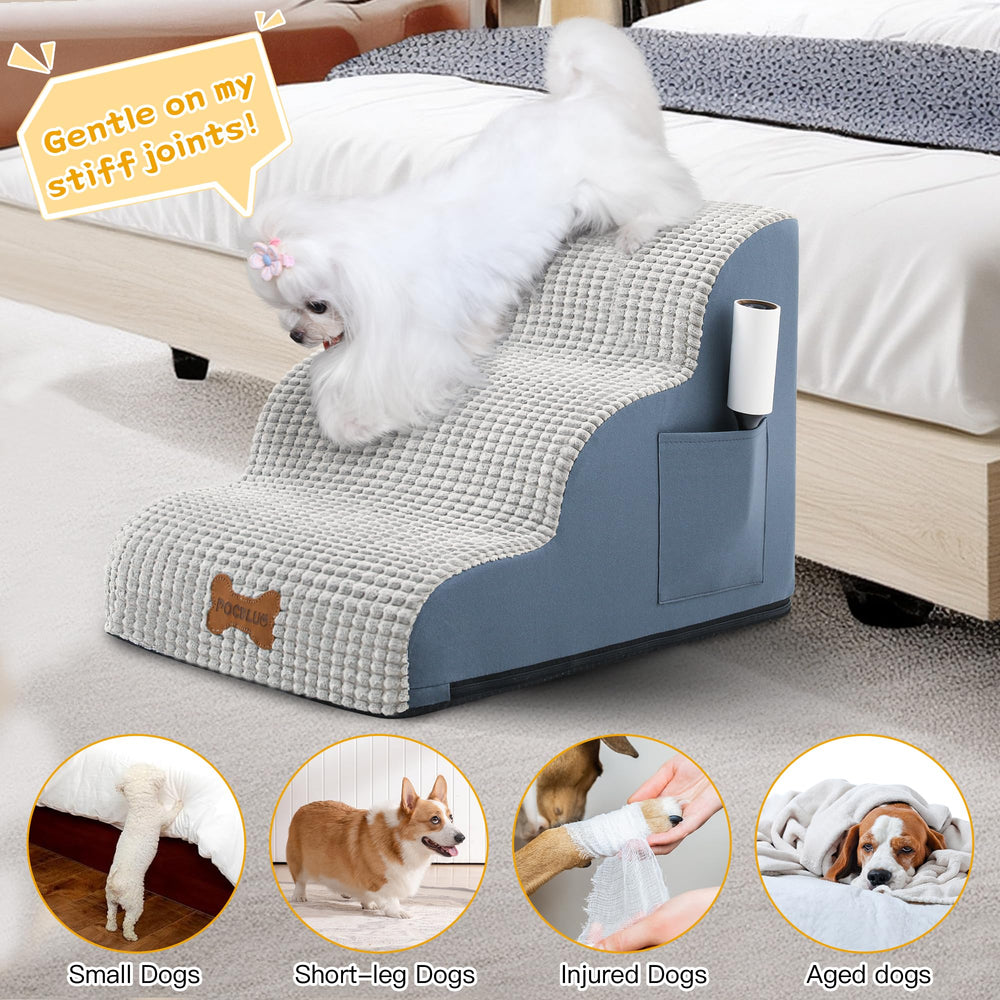 POCBLUE Dog Stairs vacuum-sealed packaging for compact shipping and storage.